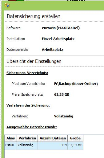 Datensicherung erstellen